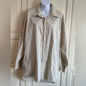 Vintage Christian Dior Striped Beige Button-Up Shirt Size 16 1/2, 32/33